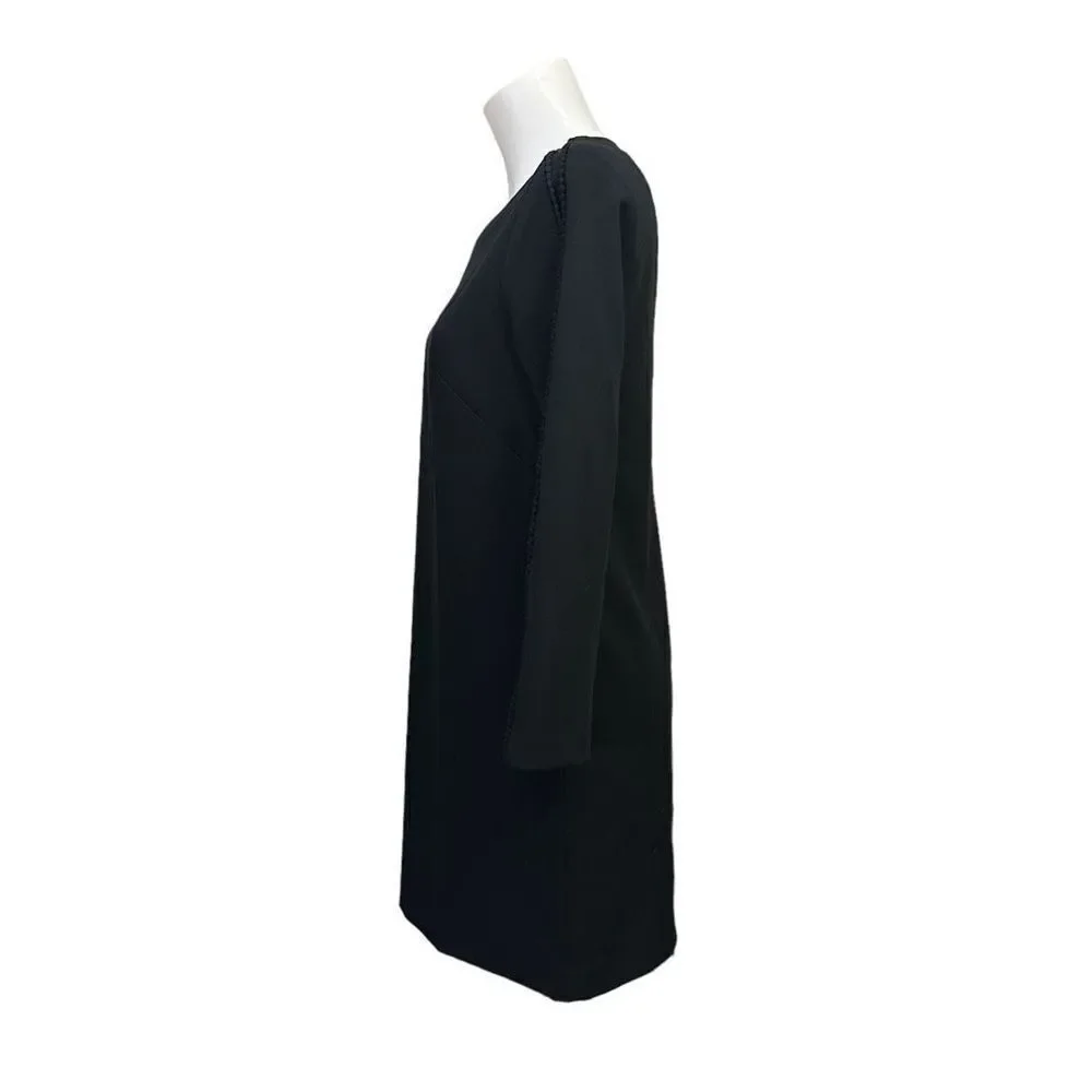 BANANA REPUBLIC Black Long Sleeve Lace Trim Shift Dress size 2‎ NEW